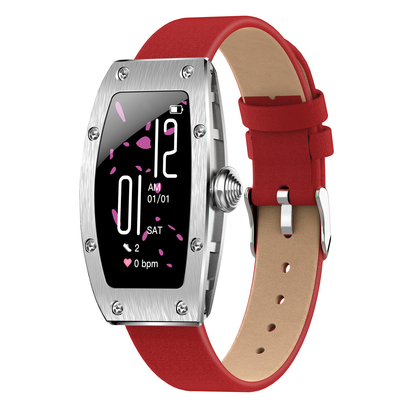 Fashionable Red Strap RTL8762CK Ladies Smart Bracelet IP68 Waterproof